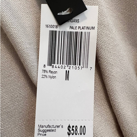 New Grace Open Cardigan in Pale Platinum Short Sleeves Size Medium - Picture 6 of 6